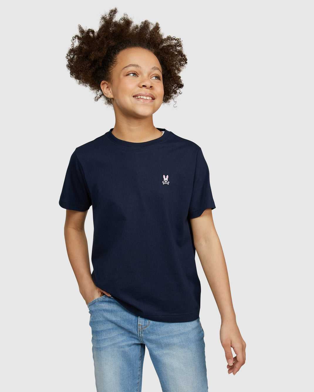 T Shirt Graphique Psycho Bunny Classic Crew Neck Tee Bleu Marine Enfant | LNR-70251219